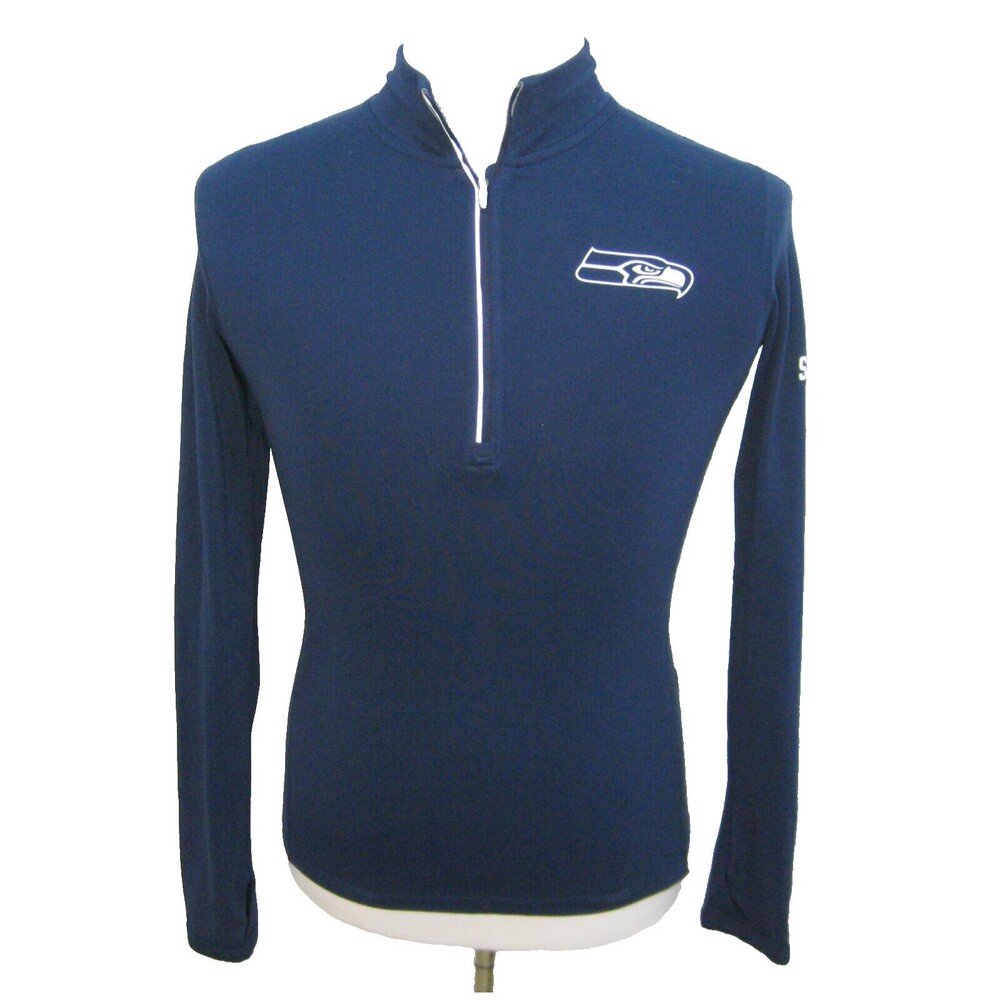 SEATTLE SEAHAWKS Men's (Size Small) Blue NIKE Dri-Fit 1/4 Zip Long Sleeve Shirt